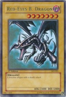 Yu-Gi-Oh Card - SDJ-001 - RED-EYES B. DRAGON (ultra rare holo) **1st Edition**