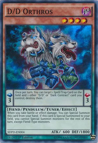 Yu-Gi-Oh Card - SDPD-EN004 - D/D ORTHROS (super rare holo)
