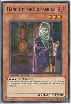 Yu-Gi-Oh Card - STOR-ENSE2 - HAND OF THE SIX SAMURAI (super rare holo)