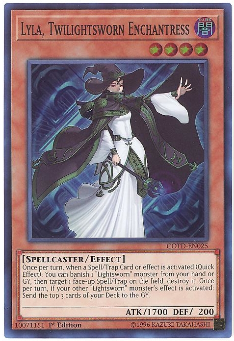 Yu-Gi-Oh Card - COTD-EN025 - LYLA, TWILIGHTSWORN ENCHANTRESS (super rare  holo): BBToyStore.com - Toys, Plush, Trading Cards, Action Figures & Games  online retail store shop sale