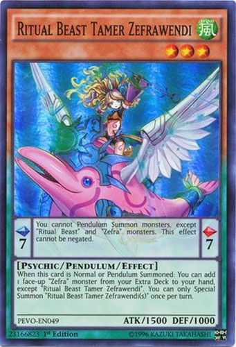 YuGiOh Pendulum Evolution Ritual Beast Tamer Zefrawendi Pevo-en049 YuGiOh Pendulum Evolution Ritual Beast Tamer Zefrawendi Pevo-en049