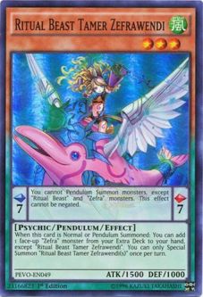 Yu-Gi-Oh Card - PEVO-EN049 - RITUAL BEAST TAMER ZEFRAWENDI (super rare holo)