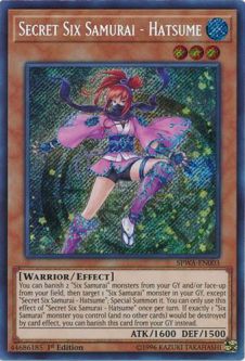 Yu-Gi-Oh Card - SPWA-EN003 - SECRET SIX SAMURAI - HATSUME (secret rare holo)