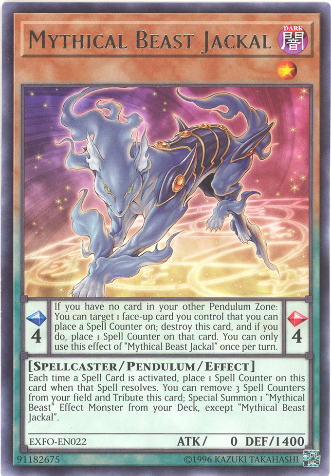 Yu-Gi-Oh Card - EXFO-EN022 - MYTHICAL BEAST JACKAL (rare)