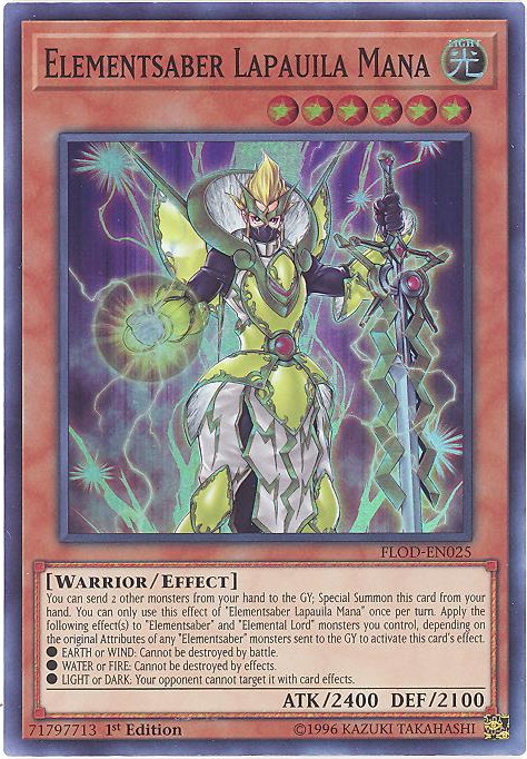 yugioh elementsaber cards Lapauila - FLOD-EN023 Super Rare 400 Defense YuGiOh Flames of Destruction Ultra