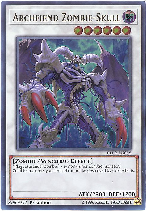 Yu-Gi-Oh Card - BLLR-EN058 - ARCHFIEND ZOMBIE-SKULL (ultra rare holo)