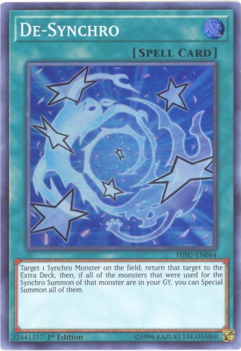 Yu-Gi-Oh Card - HISU-EN044 - DE-SYNCHRO (super rare holo): BBToyStore.com - Toys, Plush, Trading Cards, Action Figures & Games online retail store shop sale Yu-Gi-Oh Card - HISU-EN044 - DE-SYNCHRO (super rare holo): BBToyStore.com - Toys, Plush, Trading Cards, Action Figures & Games online retail store shop sale