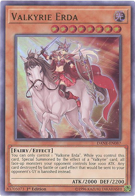 Yu-Gi-Oh Card - DANE-EN087 - VALKYRIE ERDA (ultra rare holo)