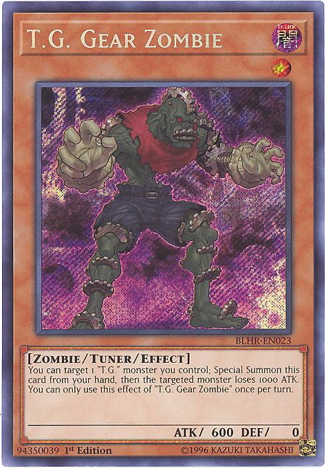 Yu-Gi-Oh Card - BLHR-EN023 - T.G. GEAR ZOMBIE (secret rare holo