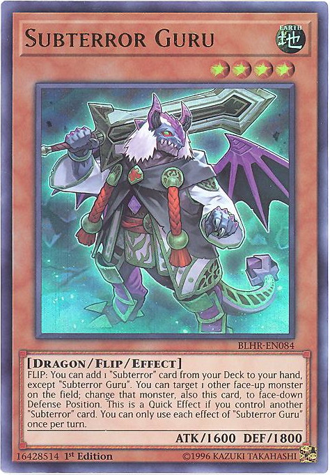 Yu-Gi-Oh Card - BLHR-EN084 - SUBTERROR GURU (ultra rare holo):  BBToyStore.com - Toys, Plush, Trading Cards, Action Figures & Games online  retail store shop sale