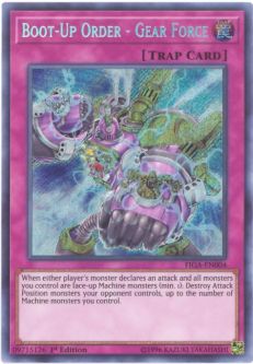 Yu-Gi-Oh Card - FIGA-EN004 - BOOT-UP ORDER - GEAR FORCE (secret rare holo)