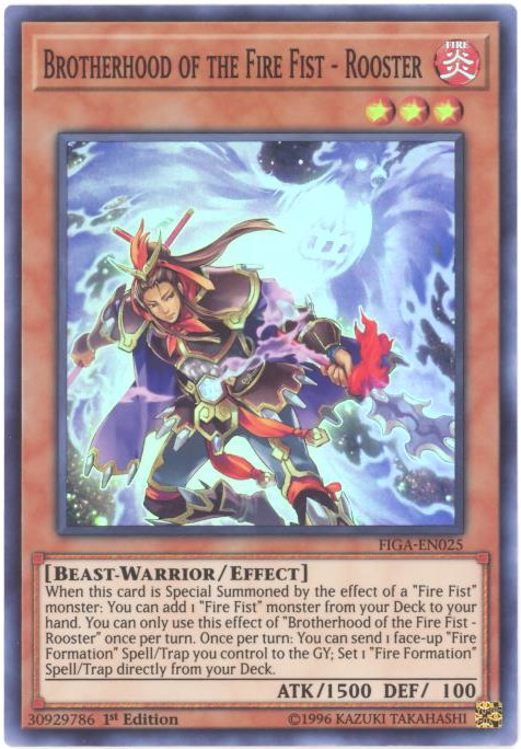 Yu-Gi-Oh Card - FIGA-EN025 - BROTHERHOOD OF THE FIRE FIST - ROOSTER (super  rare holo): BBToyStore.com - Toys, Plush, Trading Cards, Action Figures &  Games online retail store shop sale