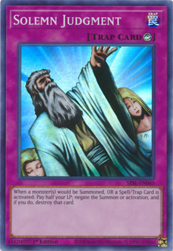 Yu-Gi-Oh Card - SESL-EN045 - SOLEMN JUDGMENT (super rare holo)