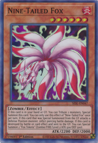 Yu-Gi-Oh Card - SESL-EN047 - NINE-TAILED FOX (super rare holo):  BBToyStore.com - Toys, Plush, Trading Cards, Action Figures & Games online  retail store shop sale