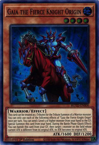 Yu-Gi-Oh Card - ROTD-EN000 - GAIA THE FIERCE KNIGHT ORIGIN (super rare holo): BBToyStore.com - Toys, Plush, Trading Cards, Action Figures & Games online retail store shop sale Yu-Gi-Oh Card - ROTD-EN000 - GAIA THE FIERCE KNIGHT ORIGIN (super rare holo): BBToyStore.com - Toys, Plush, Trading Cards, Action Figures & Games online retail store shop sale