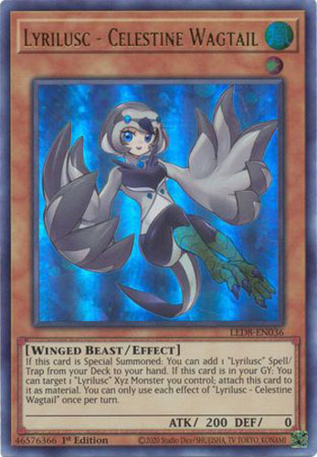 Yu-Gi-Oh Card - LED8-EN036 - LYRILUSC - CELESTINE WAGTAIL (ultra rare  holo): BBToyStore.com - Toys, Plush, Trading Cards, Action Figures & Games  online retail store shop sale