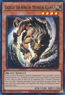 Yu-Gi-Oh Card - DUNE-EN003 - GAZELLE THE KING OF MYTHICAL CLAWS (super rare holo)