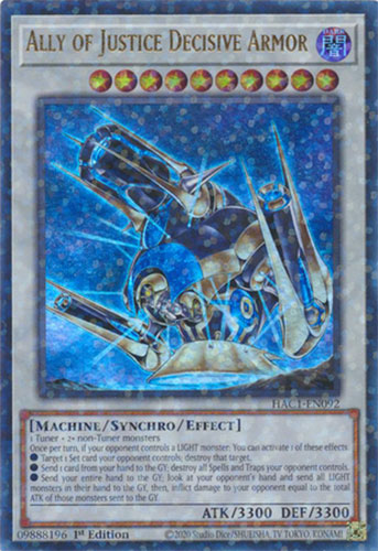 Yu-Gi-Oh Card - HAC1-EN092 - ALLY OF JUSTICE DECISIVE ARMOR (ultra rare  parallel holo): BBToyStore.com - Toys, Plush, Trading Cards, Action Figures  & Games online retail store shop sale