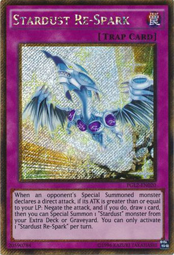 Yu-Gi-Oh Card - PGL2-EN020 - STARDUST RE-SPARK (gold secret rare holo):  BBToyStore.com - Toys, Plush, Trading Cards, Action Figures & Games online  retail store shop sale