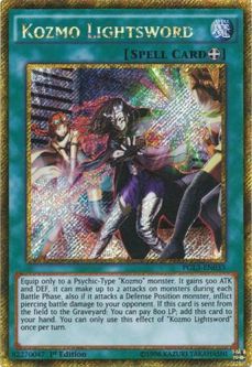 Yu-Gi-Oh Card - PGL3-EN033 - KOZMO LIGHTSWORD (gold secret rare holo)