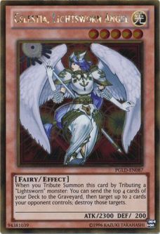 Yu-Gi-Oh Card - PGLD-EN087 - CELESTIA, LIGHTSWORN ANGEL (gold rare holo)