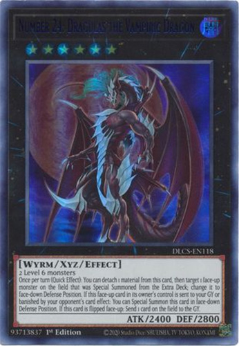Yu-Gi-Oh Card - DLCS-EN118 - NUMBER 24: DRAGULAS THE VAMPIRIC DRAGON (blue)(ultra rare holo)