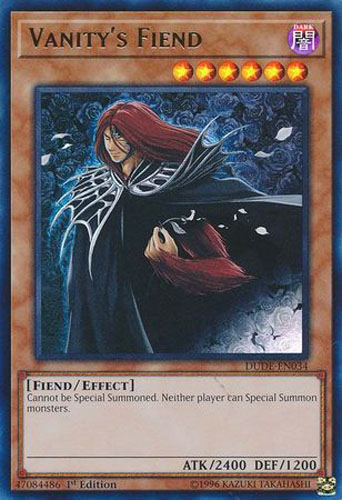 Yu-Gi-Oh Card - DUDE-EN034 - VANITY'S FIEND (ultra rare holo)