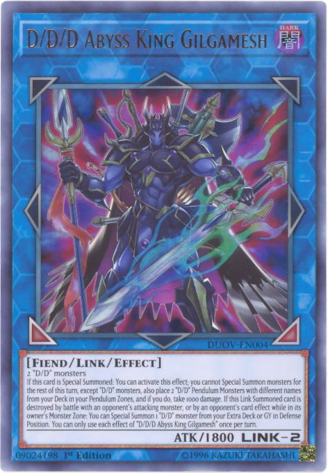 Yu-Gi-Oh Card - DUOV-EN004 - D/D/D ABYSS KING GILGAMESH (ultra rare holo)