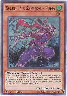 Yu-Gi-Oh Card - DUOV-EN070 - SECRET SIX SAMURAI - FUMA (ultra rare holo)