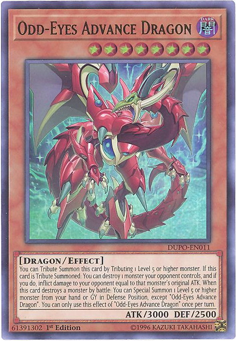 Yu-Gi-Oh Card - DUPO-EN011 - ODD-EYES ADVANCE DRAGON (ultra rare holo):  BBToyStore.com - Toys, Plush, Trading Cards, Action Figures & Games online  retail store shop sale