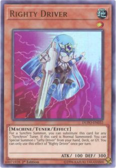 Yu-Gi-Oh Card - DUPO-EN032 - RIGHTY DRIVER (ultra rare holo)