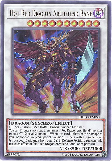 Yu-Gi-Oh Card - DUPO-EN058 - HOT RED DRAGON ARCHFIEND BANE (ultra rare  holo): BBToyStore.com - Toys, Plush, Trading Cards, Action Figures & Games  online retail store shop sale