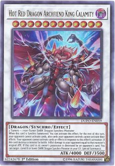 Yu-Gi-Oh Card - DUPO-EN059 - HOT RED DRAGON ARCHFIEND KING CALAMITY (ultra rare holo)