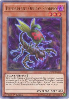 Yu-Gi-Oh Card - DUPO-EN066 - PREDAPLANT OPHRYS SCORPIO (ultra rare holo)