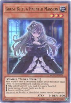 Yu-Gi-Oh Card - DUPO-EN078 - GHOST BELLE & HAUNTED MANSION (ultra rare holo)