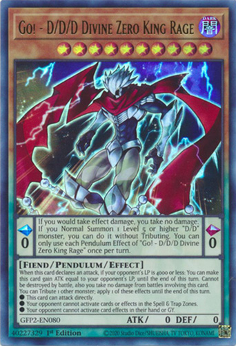 Yu-Gi-Oh Card - GFP2-EN080 - GO! - D/D/D DIVINE ZERO KING RAGE (ultra rare  holo): BBToyStore.com - Toys, Plush, Trading Cards, Action Figures & Games  online retail store shop sale