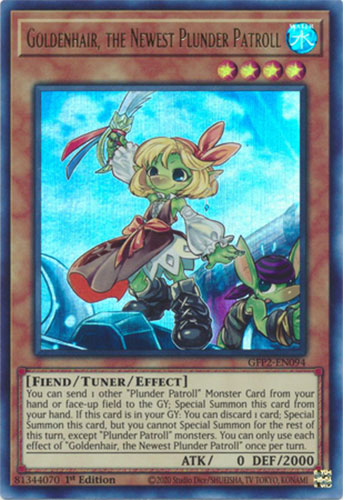 Yu-Gi-Oh Card - GFP2-EN094 - GOLDENHAIR, THE NEWEST PLUNDER PATROLL (ultra  rare holo): BBToyStore.com - Toys, Plush, Trading Cards, Action Figures &  Games online retail store shop sale