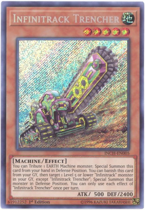 Yu-Gi-Oh Card - INCH-EN005 - INFINITRACK TRENCHER (secret rare holo) Yu-Gi-Oh Card - INCH-EN005 - INFINITRACK TRENCHER (secret rare holo)