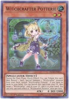 Yu-Gi-Oh Card - INCH-EN014 - WITCHCRAFTER POTTERIE (super rare holo)