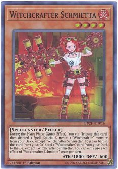 Yu-Gi-Oh Card - INCH-EN016 - WITCHCRAFTER SCHMIETTA (super rare holo)