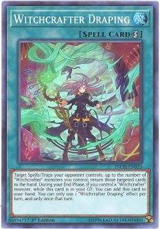 Yu-Gi-Oh Card - INCH-EN023 - WITCHCRAFTER DRAPING (super rare holo)