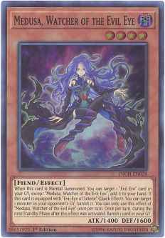 Yu-Gi-Oh Card - INCH-EN028 - MEDUSA, WATCHER OF THE EVIL EYE (super rare holo)