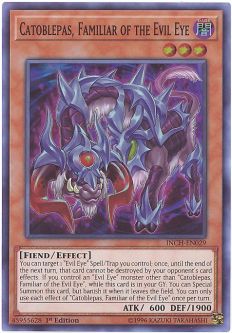 Yu-Gi-Oh Card - INCH-EN029 - CATOBLEPAS, FAMILIAR OF THE EVIL EYE (super rare holo)