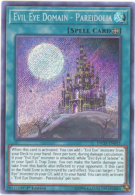 Yu-Gi-Oh Card - INCH-EN033 - EVIL EYE DOMAIN - PAREIDOLIA (secret rare holo)