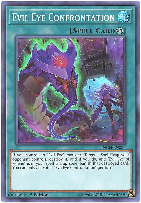 Yu-Gi-Oh Card - INCH-EN035 - EVIL EYE CONFRONTATION (super rare holo):  BBToyStore.com - Toys, Plush, Trading Cards, Action Figures & Games online  retail store shop sale
