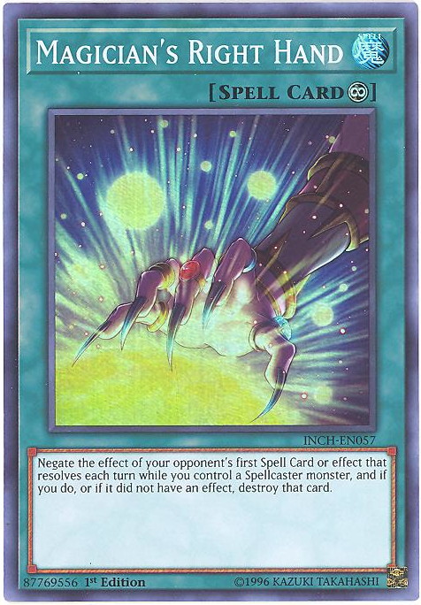 Yu-Gi-Oh Card - INCH-EN057 - MAGICIAN'S RIGHT HAND (super rare holo):  BBToyStore.com - Toys, Plush, Trading Cards, Action Figures & Games online  retail store shop sale