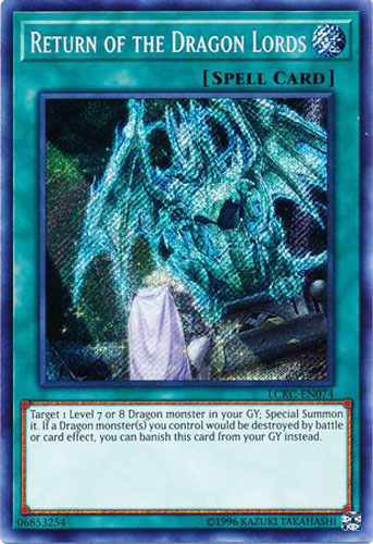 Yu-Gi-Oh Card - LCKC-EN074 - RETURN OF THE DRAGON LORDS (secret rare holo)