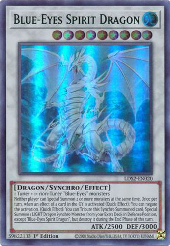 Yu-Gi-Oh Card - LDS2-EN020 - BLUE-EYES SPIRIT DRAGON (Green) (ultra rare holo)