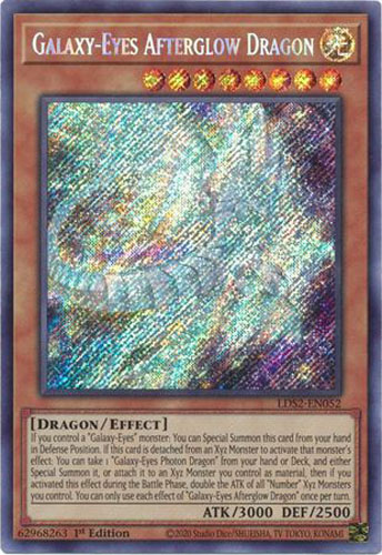 Yu-Gi-Oh Card - LDS2-EN052 - GALAXY-EYES AFTERGLOW DRAGON (secret rare holo)
