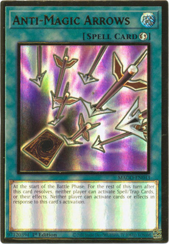 Yu-Gi-Oh Card - MAGO-EN043 - ANTI-MAGIC ARROWS (premium gold rare holo)